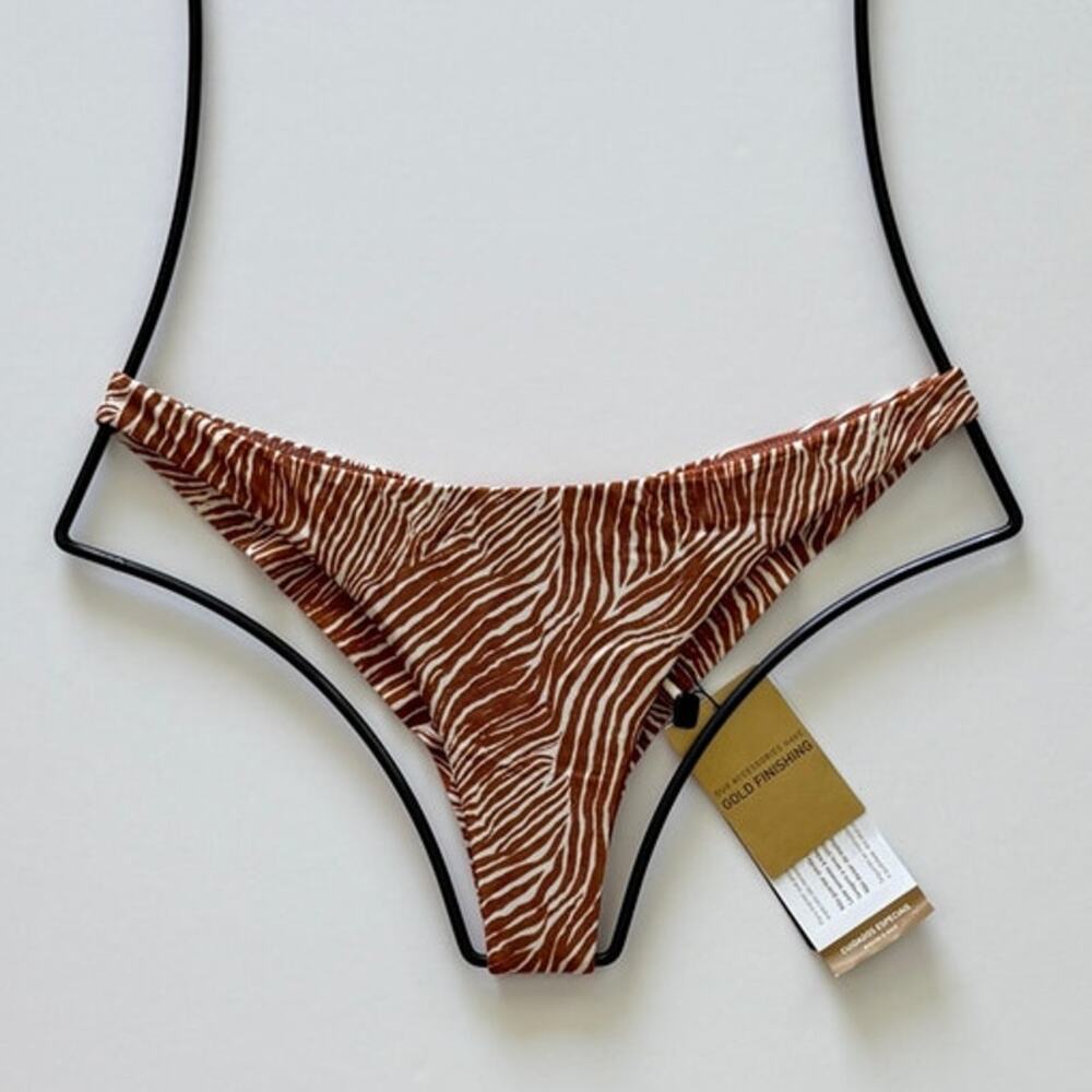 ViX Swimwear MAZA Basic Bikini Bottom - Zebra Print - Cheeky - Large - NWT